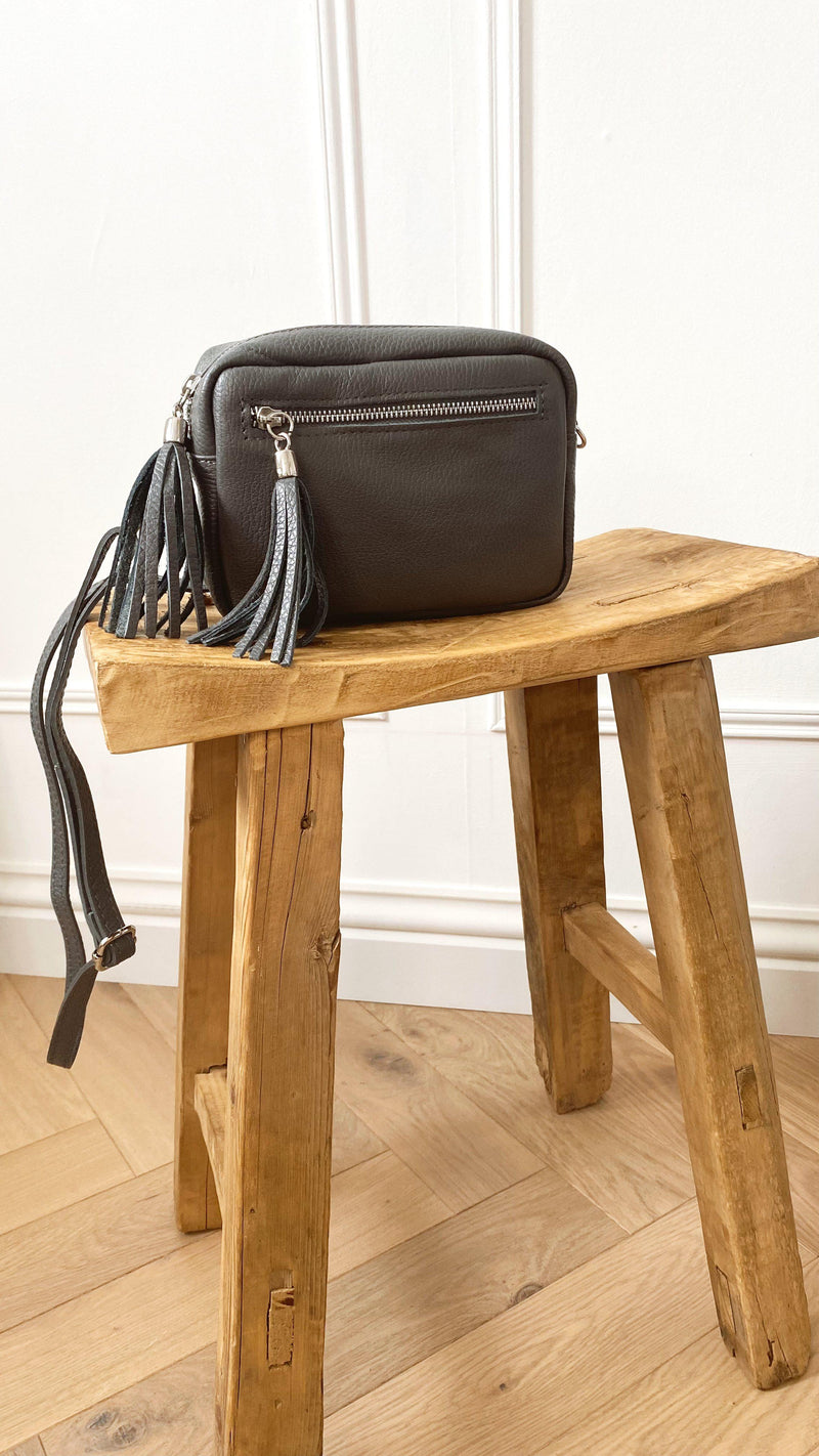 Leather Camera bag - Charcoal-The Style Attic