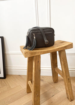 Leather Camera bag - Charcoal-The Style Attic