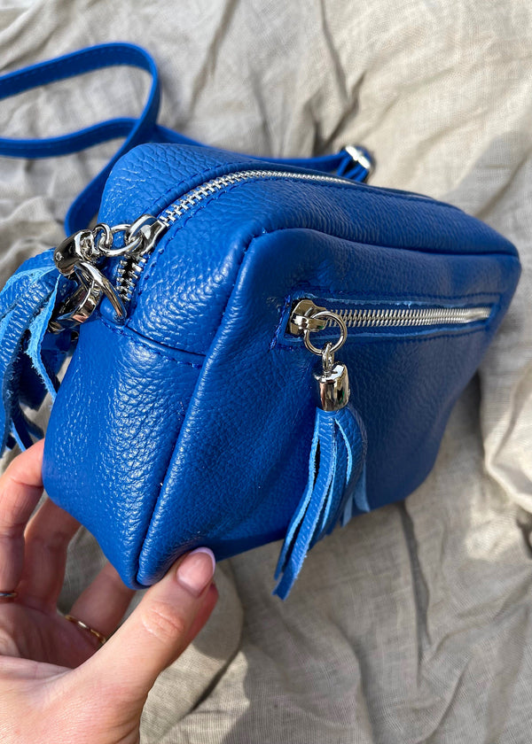 Leather Camera bag - Cobalt-The Style Attic