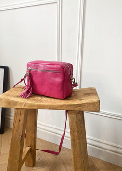 Leather Camera bag - Fuscia-The Style Attic