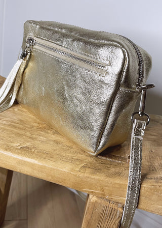 Leather Camera bag - Gold-The Style Attic