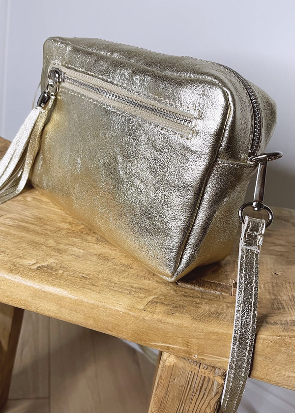 Leather Camera bag - Gold-The Style Attic