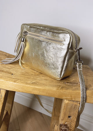 Leather Camera bag - Gold-The Style Attic