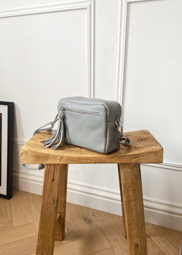 Leather Camera bag - Light grey-The Style Attic
