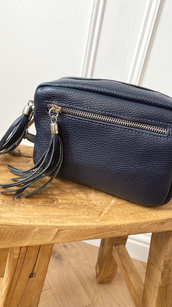 Leather Camera bag - Navy-The Style Attic