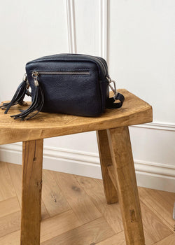 Leather Camera bag - Navy-The Style Attic