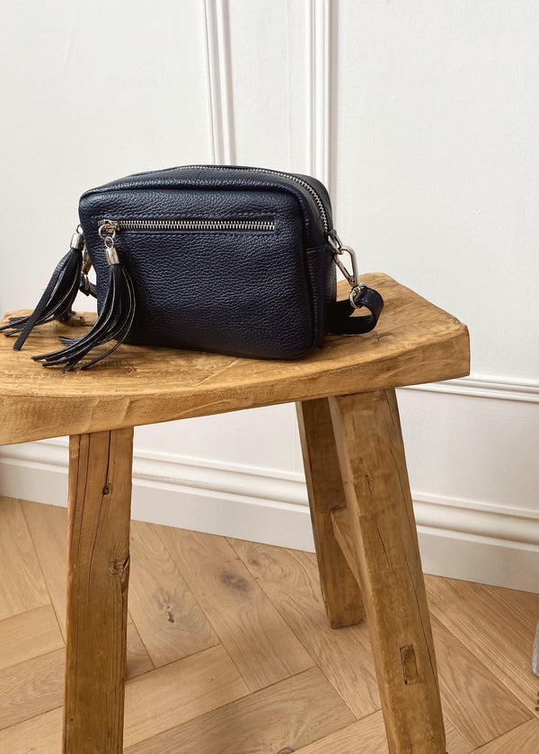 Leather Camera bag - Navy-The Style Attic