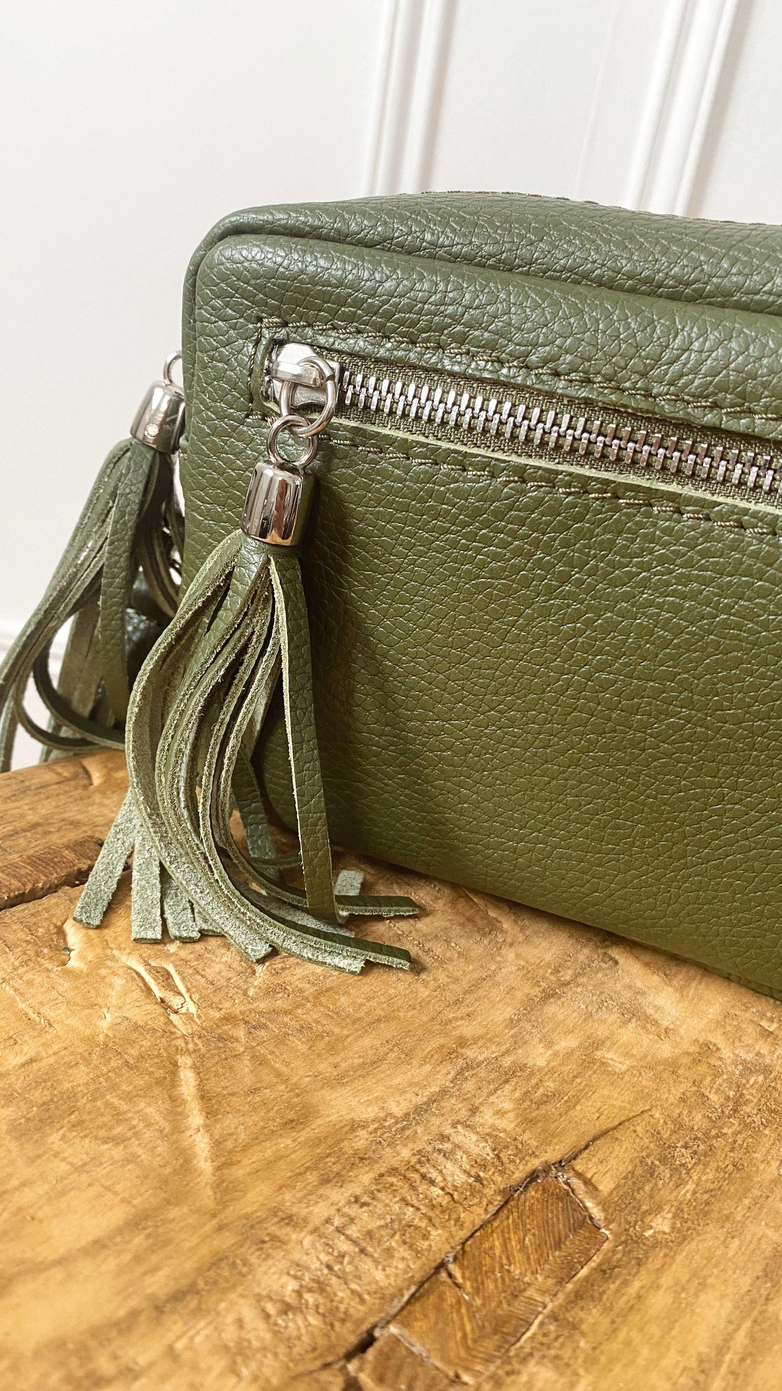 Leather Camera bag Olive The Style Attic