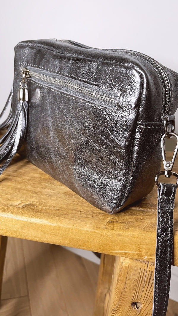 Leather Camera bag - Pewter-The Style Attic