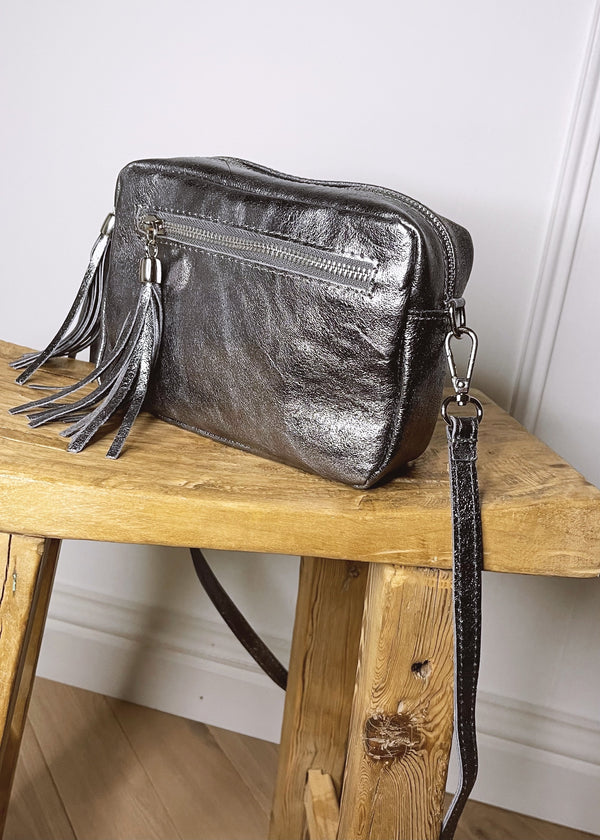 Leather Camera bag - Pewter-The Style Attic