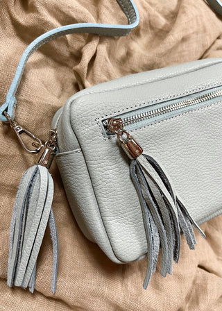 Leather Camera bag - Sky Blue-The Style Attic