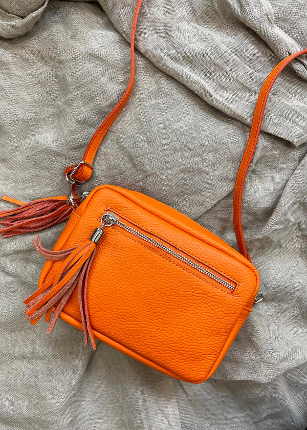 Leather Camera bag - Tangerine-The Style Attic