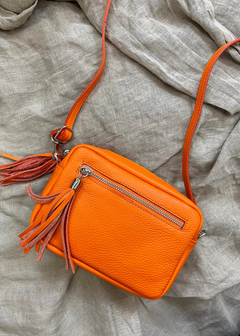 Leather Camera bag Tangerine