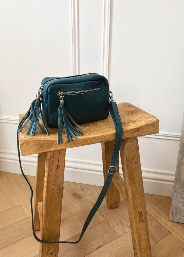 Leather Camera bag - Teal-The Style Attic