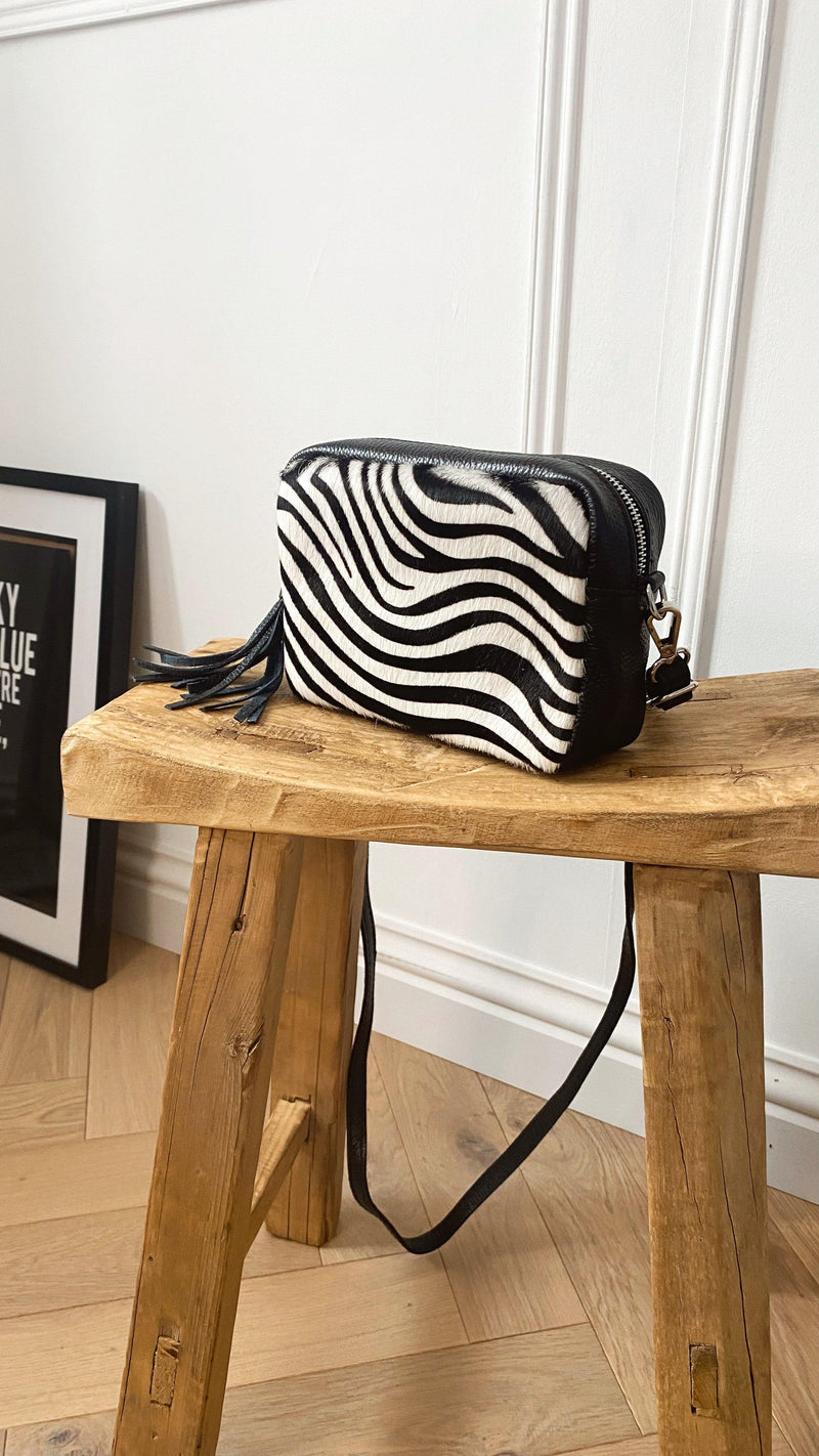 Leather Camera bag - Zebra-The Style Attic