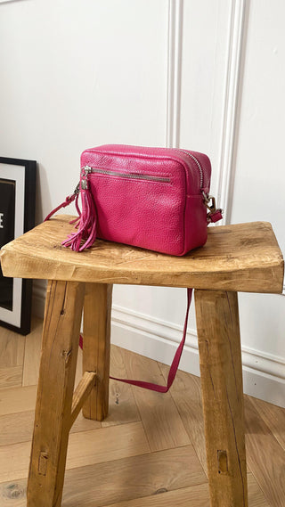 Leather Camera bag - Fuscia-The Style Attic