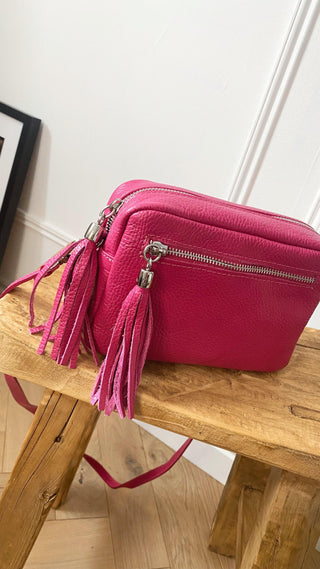 Leather Camera bag - Fuscia-The Style Attic