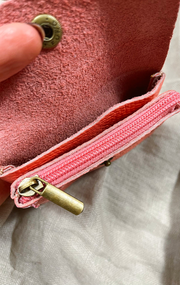 Leather coin purse - Coral-The Style Attic