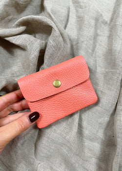 Leather coin purse - Coral-The Style Attic
