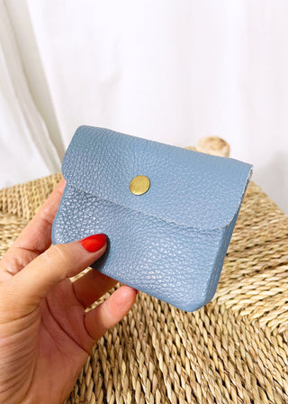 Leather coin purse - Cornflower-The Style Attic