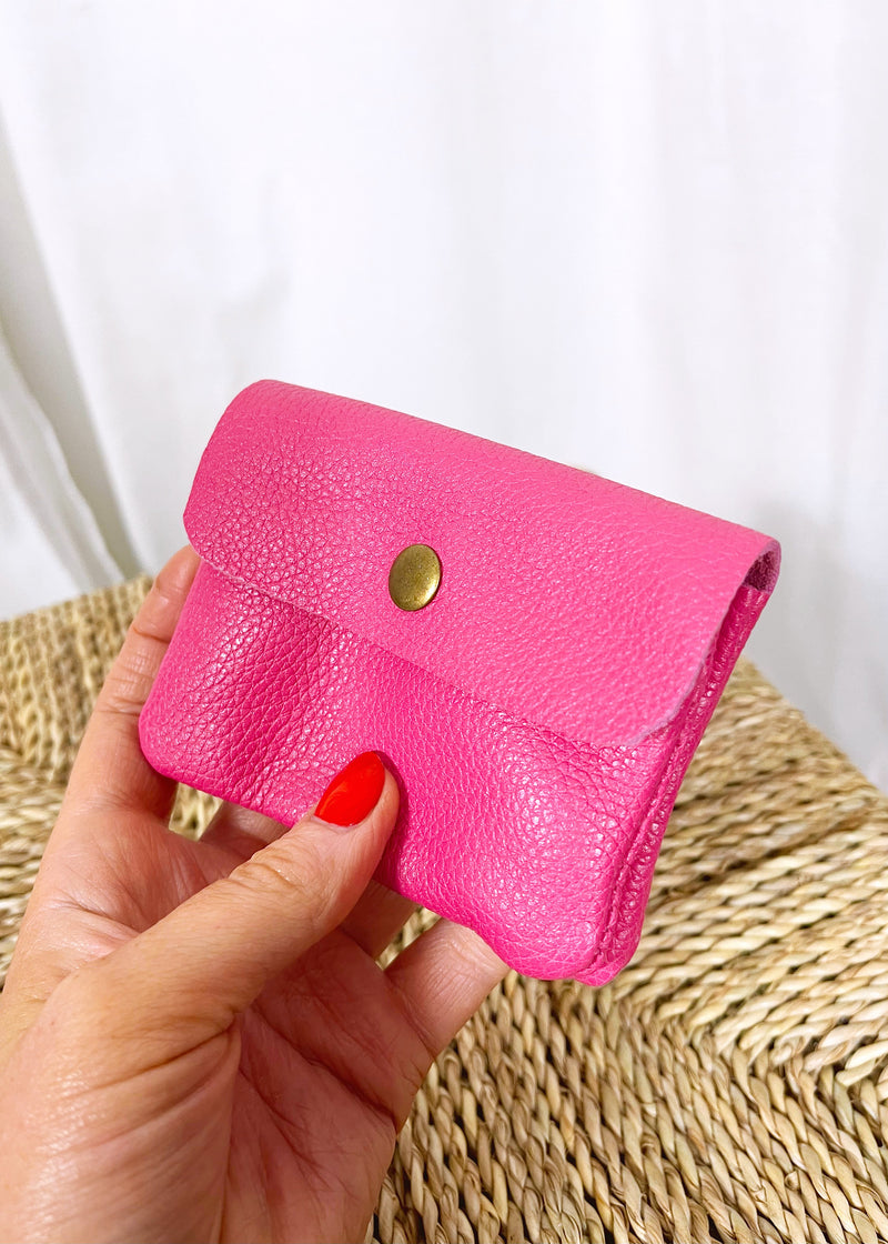 Leather coin purse - Fuscia-The Style Attic