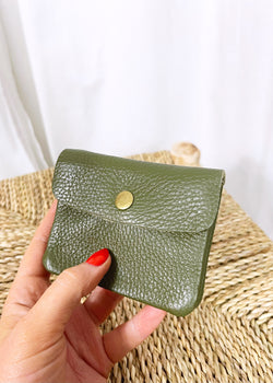 Leather coin purse - Moss-The Style Attic