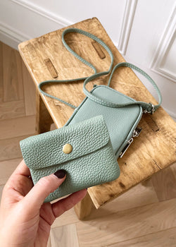 Leather coin purse - Sage-The Style Attic