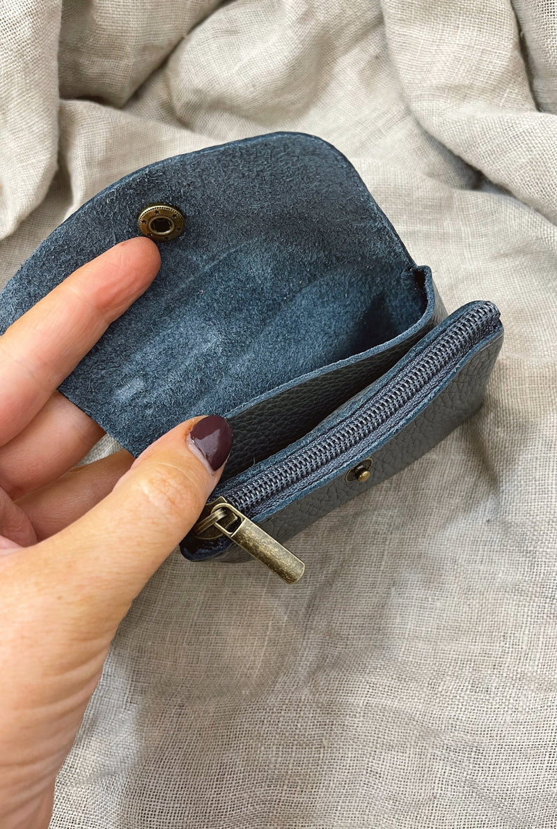 Leather coin purse - Slate-The Style Attic