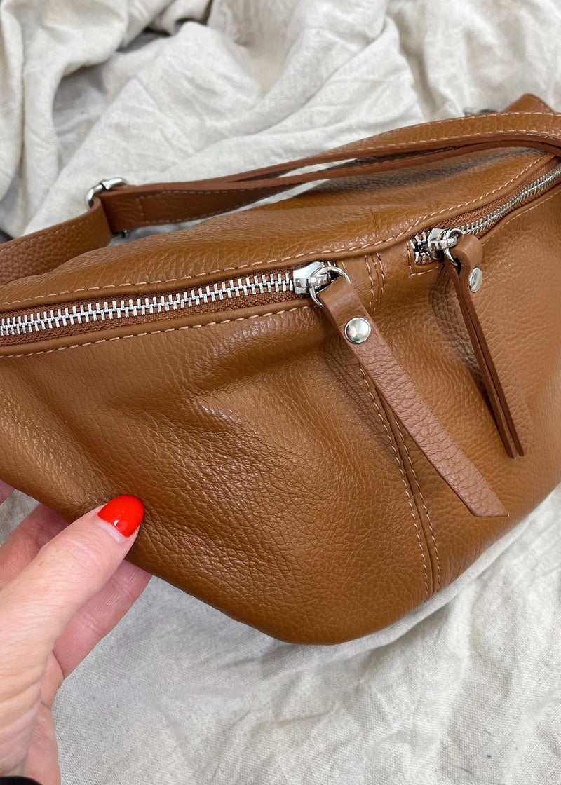 Tori leather sling bag - Tan-The Style Attic