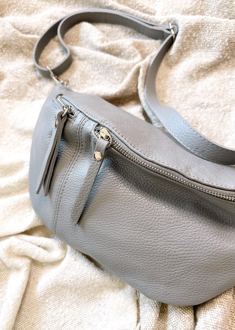 Tori leather sling bag - grey-The Style Attic