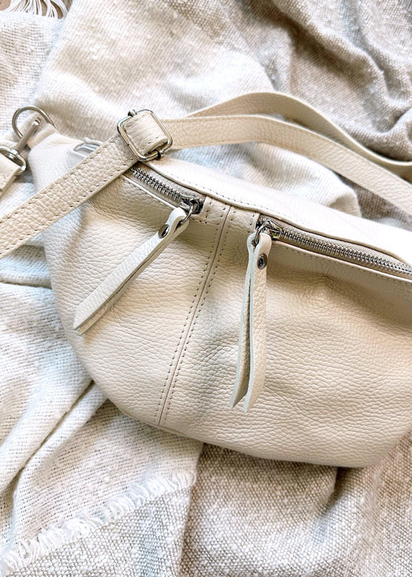 Tori leather sling bag - stone-The Style Attic